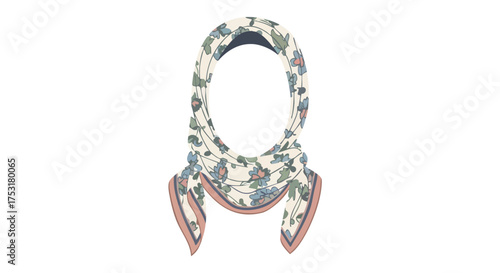 Floral illustration of elegant muslim head covering, perfect for diverse creative projects and artistic designs