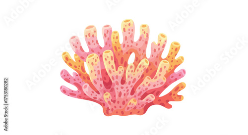 Vibrant coral formation with intricate details and organic textures, showcasing the beauty of marine life in pinks and oranges against a pristine