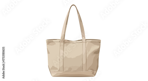 Beige canvas tote bag illustration showcasing classic design and practical utility ideal for everyday use and design mockup visuals