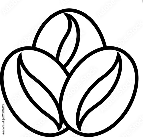 Simple outline illustration of coffee beans on a white backdrop