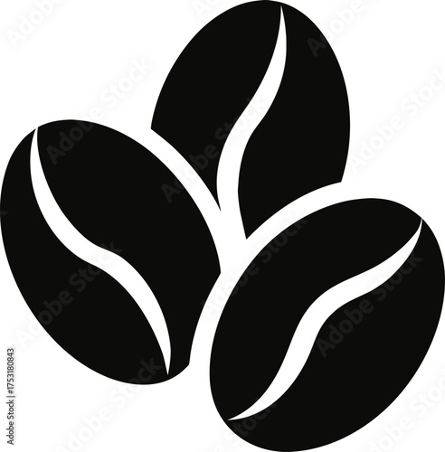 Simple silhouette of coffee beans on a white background icon