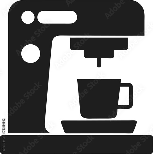 Simple silhouette of a coffee machine icon on a white background