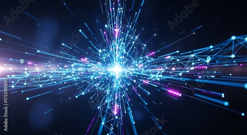 Wallpaper Mural Explosion of blue and pink light streaks in darkness Torontodigital.ca