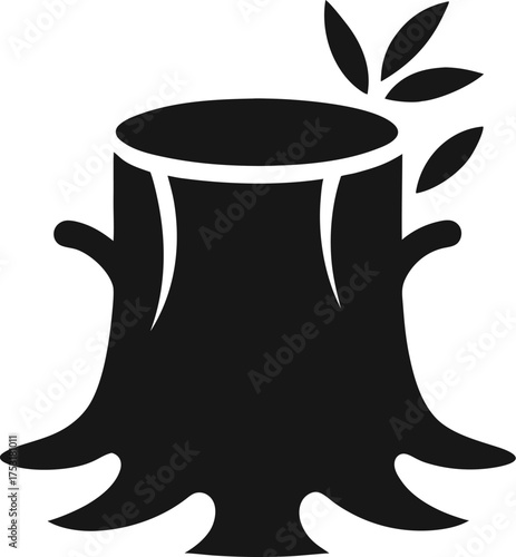Simple tree stump silhouette icon on a plain white background
