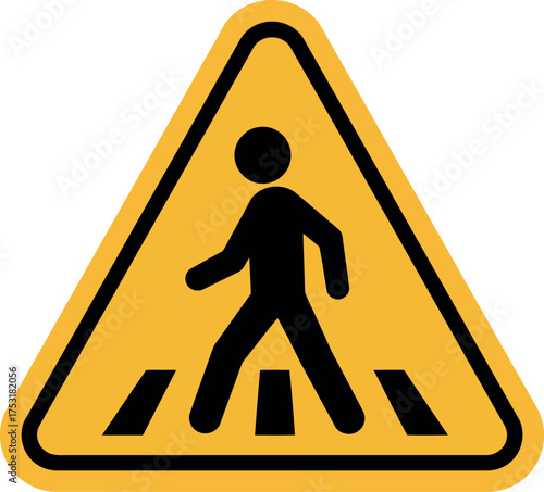 Pedestrian crossing sign warning safety alert vector