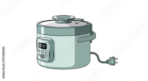 Digitalized cooking appliance standing against a white backdrop ready for culinary adventures and culinary presentations