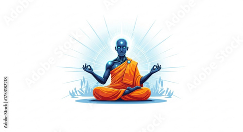 Find inner peace with meditation a serene monk in lotus position for spiritual wellness and mindfulness art