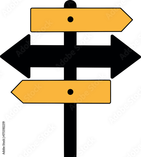 Directional signpost with multiple arrow choices for decision making vector