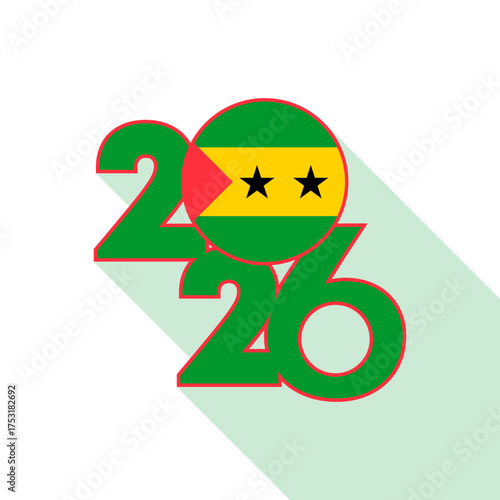 2026 Long Shadow Banner with Sao Tome and Principe Flag Inside.