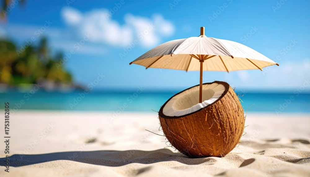custom made wallpaper toronto digitalTropical coconut beach idyllic coastal paradise scene perfect tropical escape with fresh coconut on sandy beach