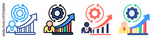 Process Improvement Icon Set Multiple Style Color Vector Illustration 