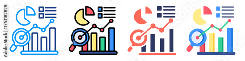 Trend Analysis Icon Set Multiple Style Color Vector Illustration 
