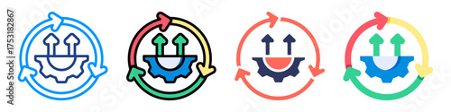 Continual Improvement Icon Set Multiple Style Color Vector Illustration 