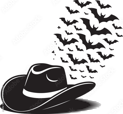 Cowboy Hat with Bats Flying Out Halloween spooky