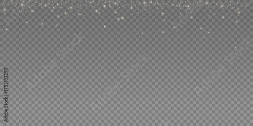 Ethereal sparkling dust with glowing particles on a dark background. Perfect for magical effects, fantasy designs, and festive decorations.