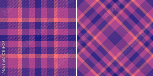 Textile tartan background of plaid vector seamless with a fabric check pattern texture. Set in space colors of wide grid paper.