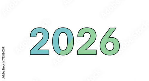 The year 2026 in stylized font with gradient blue to green