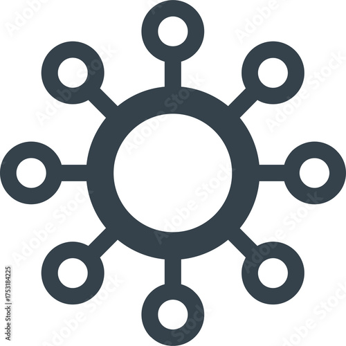Central hub with radiating connections network connection concept dark blue icon isolated on transparent background