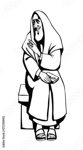 Vector drawing. Old jewish man