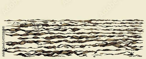 Vector drawing. Old Plowed soil