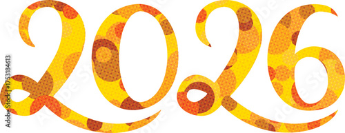 2026 Number. Happy New Year vector icon. Hand drawn illustration.