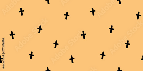 Crosses pattern. Seamless abstract pattern. Orange template. Religion, Halloween or death theme.