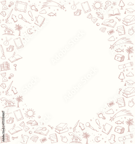 Vector background. Pattern of various icons