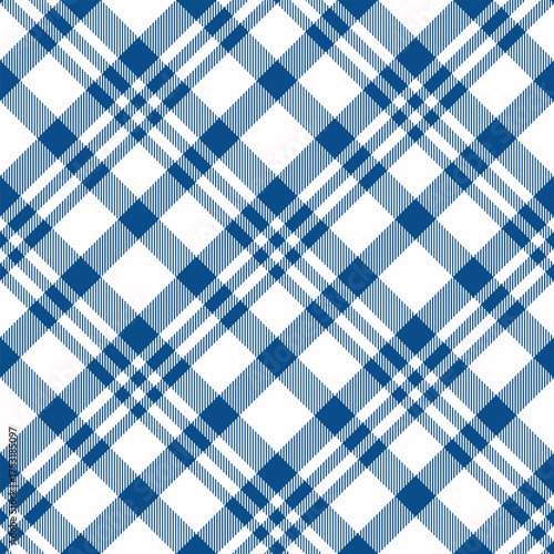 Repeating patern plaid.Seamless blue,white color check pattern.Checkered design for prints. Repeated tartan fabric.Vector scottish fabriс. Ekose texture. Madras flannel. Checker line. Stripe gingham