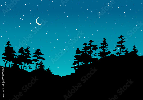 Vector landscape. A dirt road in the forest