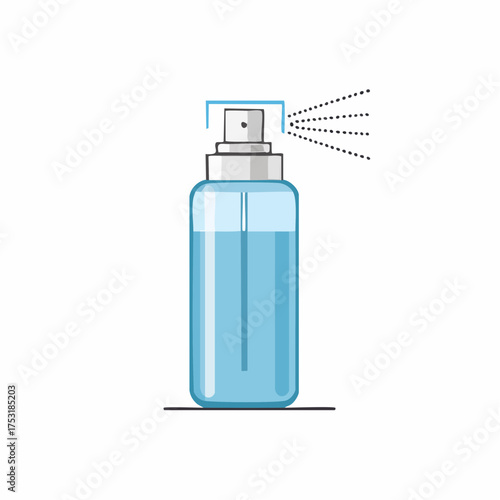 Hand sanitizer spray bottle with mist coming out of nozzle