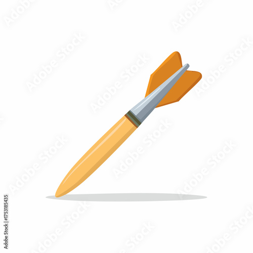 Modern flat design vector illustration of a game dart with orange fletching for sport and accuracy