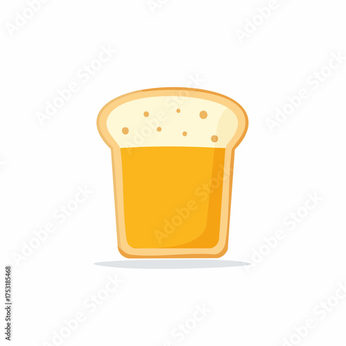 Simple Cartoon Slice of Bread with Golden Jam or Butter Spread