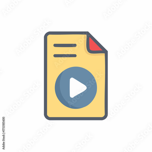 Video file icon with play button symbol for media playback and digital content