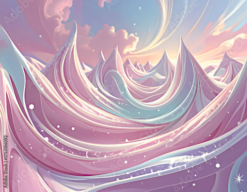 Swirling Fantasy Landscape of Pastel Hills