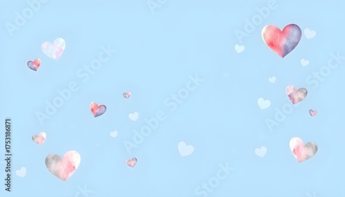 Sky Blue Watercolor Heart Background