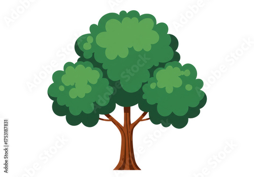 Isolated Cartoon Tree, vector graphic. Nature illustration, three branches, foliage design