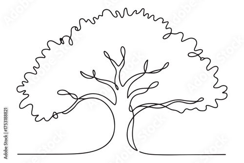 Continuous one line drawing of tree minimalist nature design illustration
