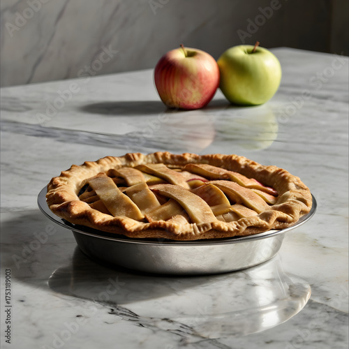 apple pie on a wooden table