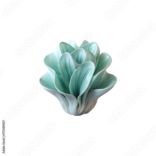Delicate succulent plant with soft green blue petals displayed centered and isolated