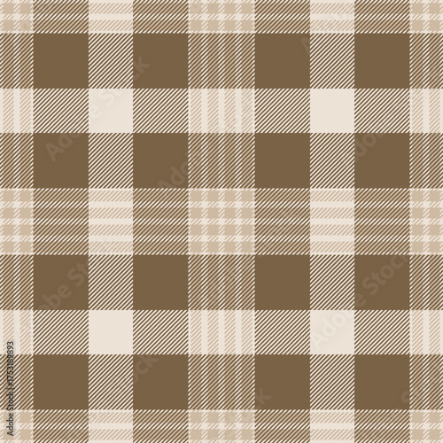 Repeating patern plaid.Seamless beige color check pattern.Checkered design for prints. Repeated tartan fabric.Vector scottish fabriс. Ekose texture. Madras flannel. Checker line. Stripe gingham

