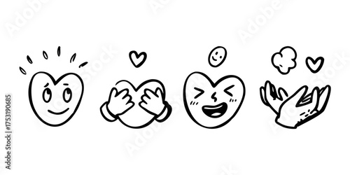 Hand drawn emotes elements collection