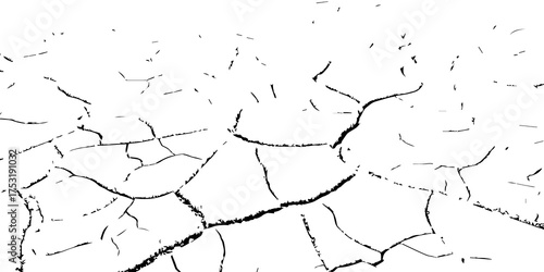 Cracked dry land surface in black and white. Drought soil texture showing environmental dryness, arid landscape, and climate change impact. Perfect for nature, texture, and eco design backgrounds
