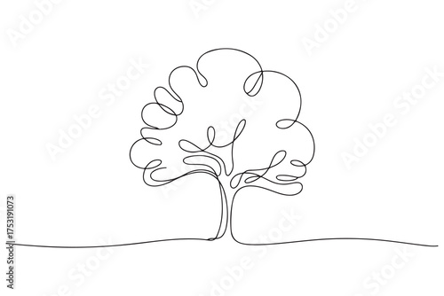 Continuous one line drawing of tree minimalist nature design illustration
