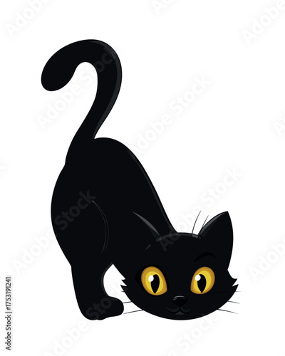 black and white Halloween cat vector