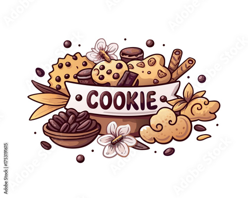  cookies and chocolate vector illustration