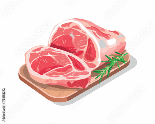 Raw fresh meat chops on a white cutting board