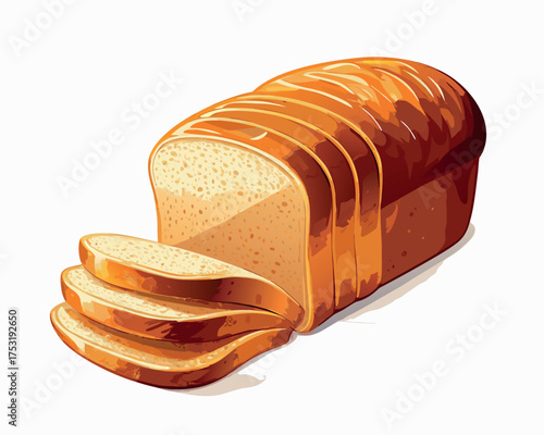 Freshly baked slices of wheat bread with butter on a white background for a healthy breakfast