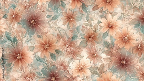 Soft Blurred Y2K Florals Vintage abstract floral background