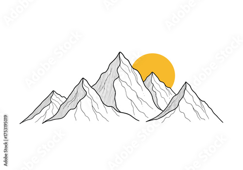 A majestic mountain range bathed in the warm glow of a setting sun.