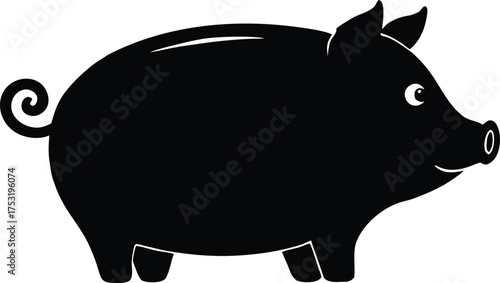 piggy bank silhouette vector icon, money box illustration